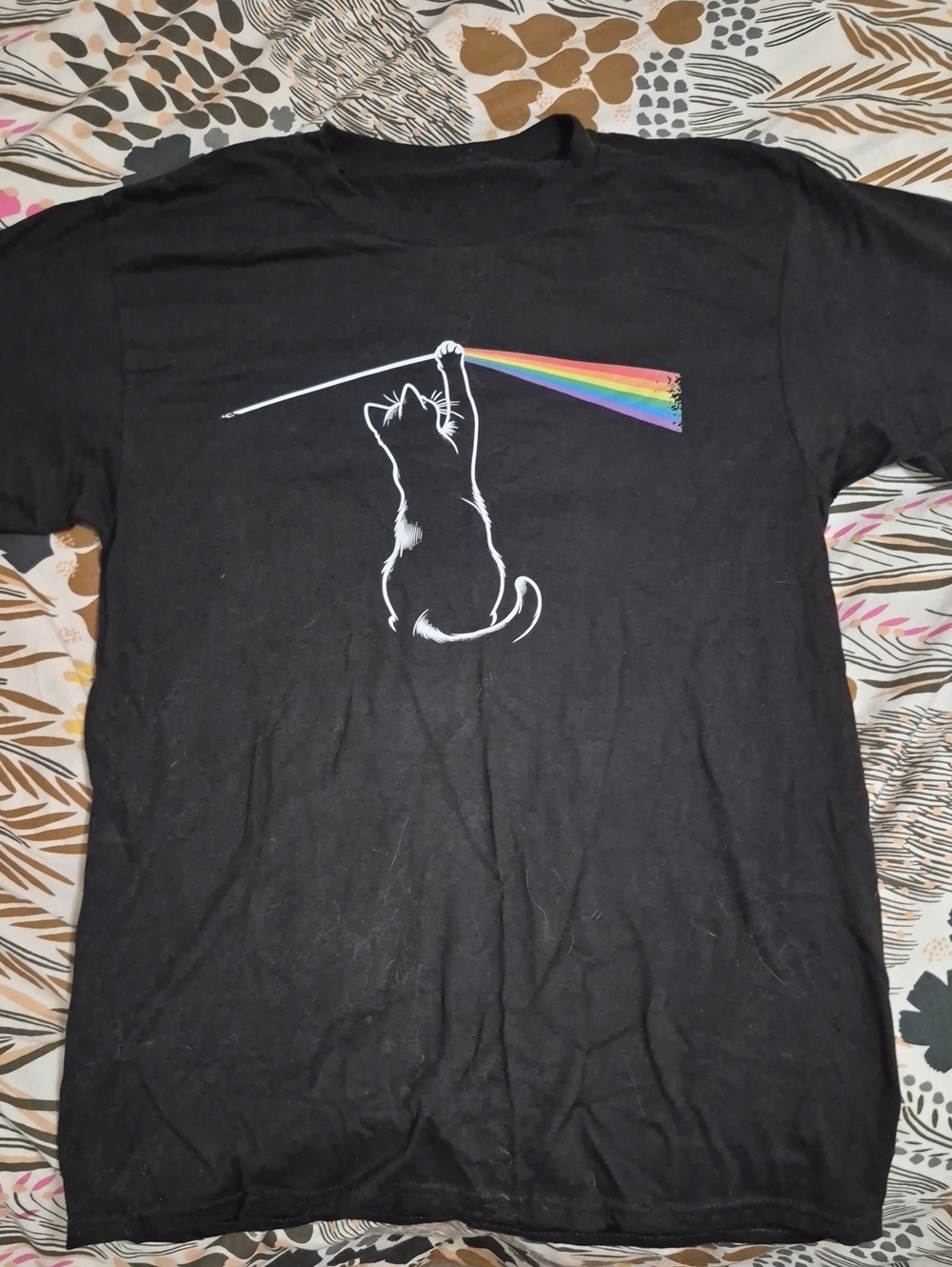 Black Cat Rainbow Wand T-Shirt - Unbranded